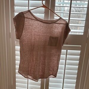 LOFT Light cream Sheer Short Sleeve Tee